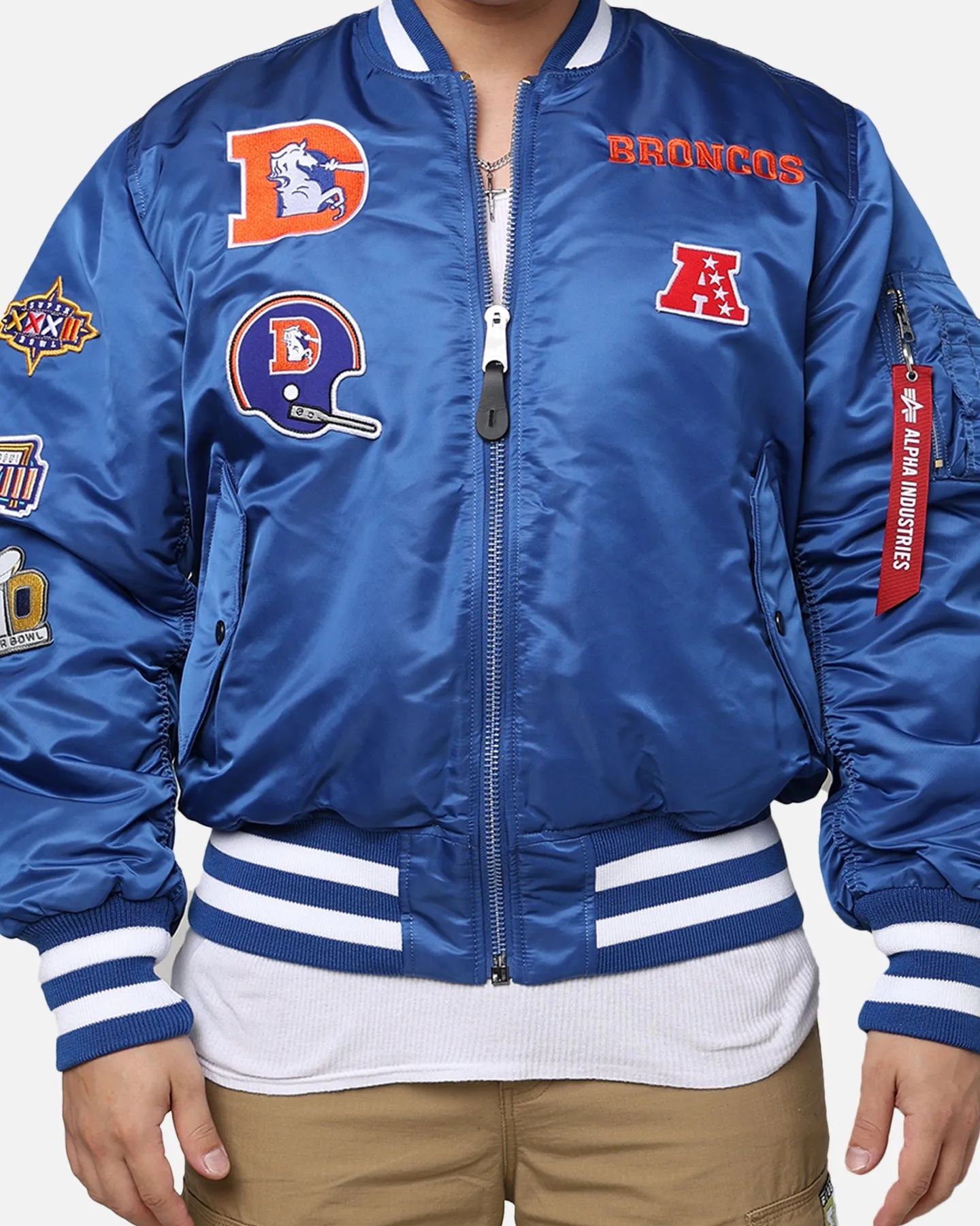 New Era X Alpha Series X NFL Denver Broncos MA-1 Bomber Jacket Royal