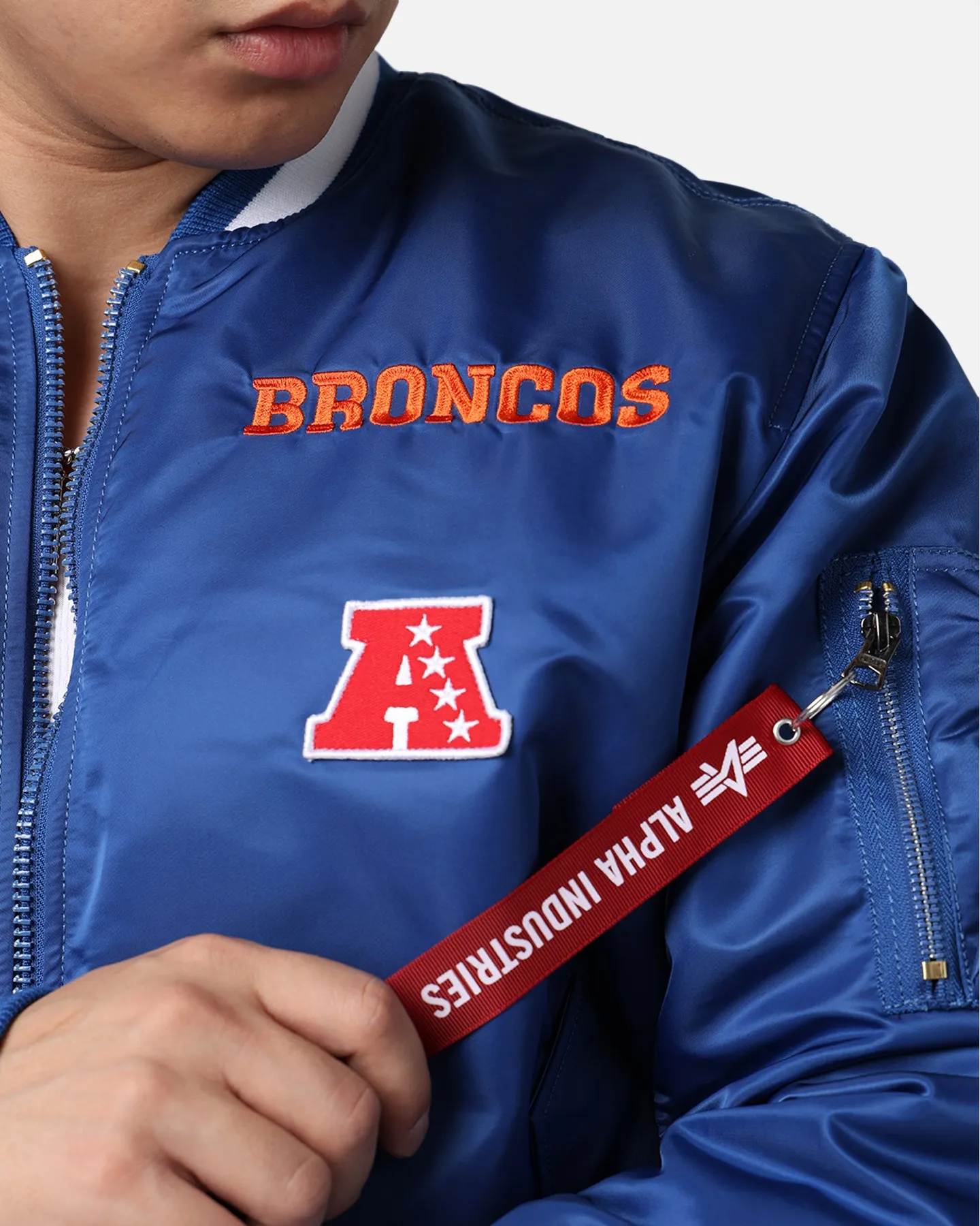 New Era X Alpha Series X NFL Denver Broncos MA-1 Bomber Jacket Royal