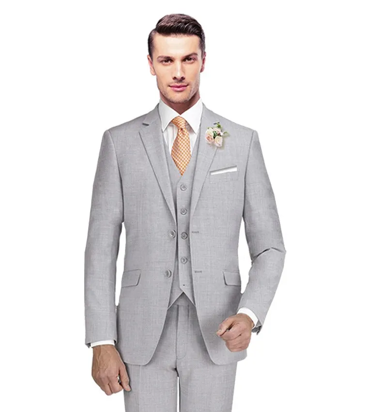 New York Man Italian Designer Sterling Gray 2 Piece Suit (available in Slim or Modern fit)