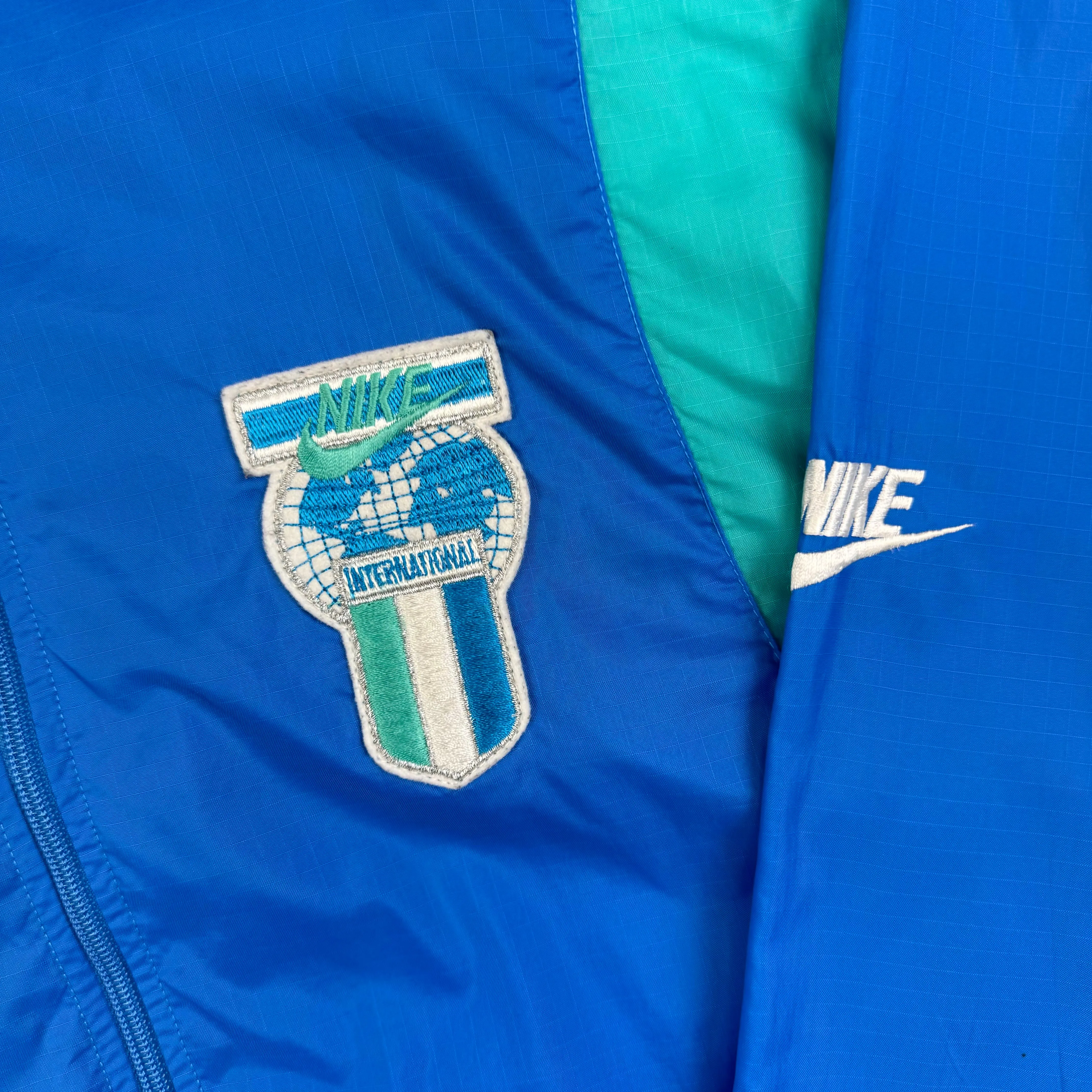 Nike 90's International Track Jacket Blue Teal White Rare