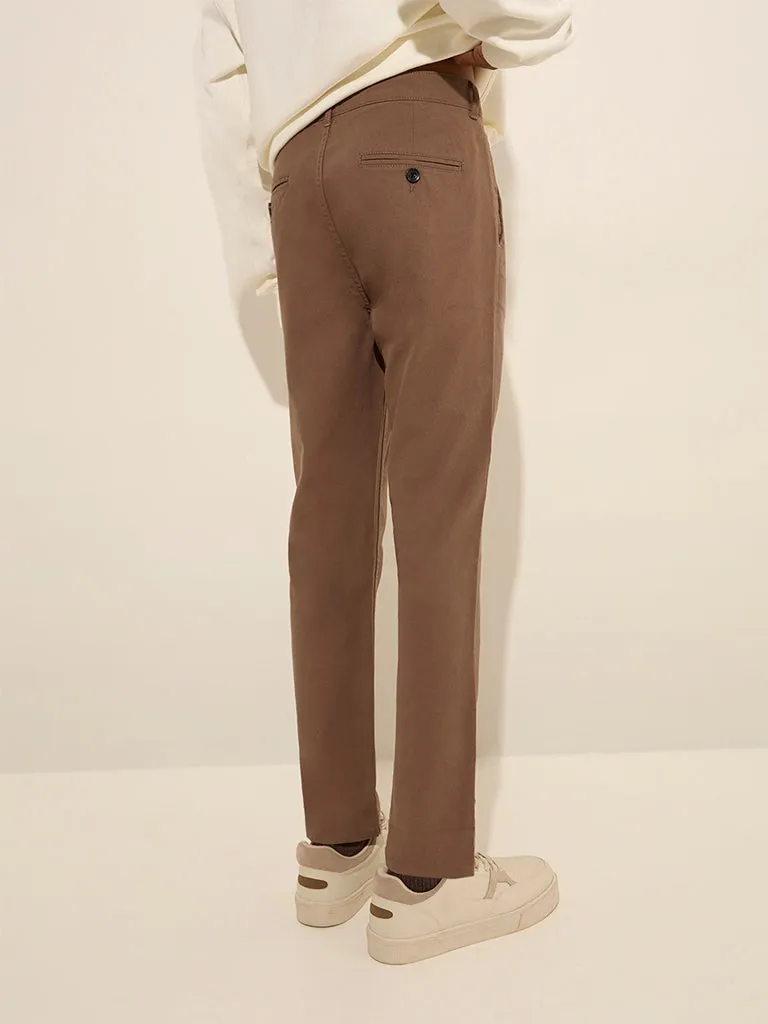 Nuon Taupe Rocker-Fit Mid-Rise Cotton-Blend Chinos