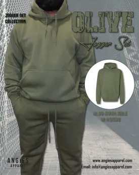 Olive Adult Pull Over Sweat Suit