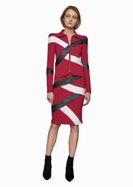 Orlena – Raffia Striped Jacket with Rounded Collar