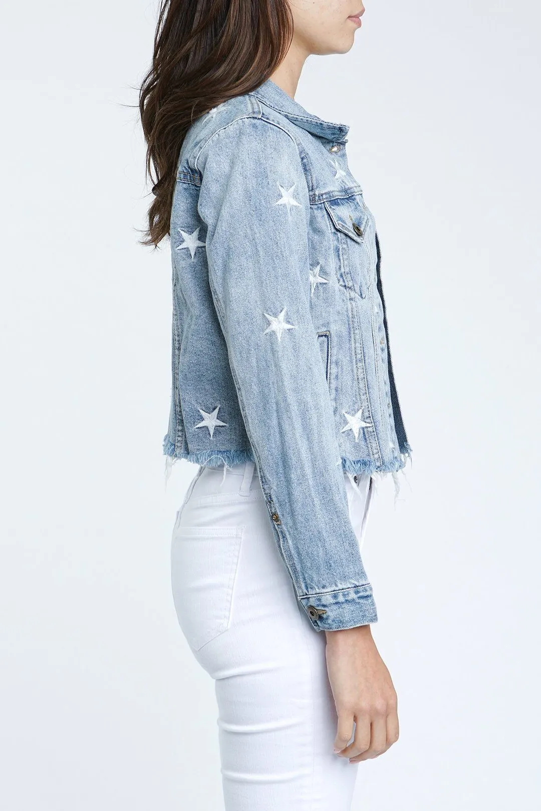 Pistola Brando Star Embroidery Denim Jacket- Zodiac