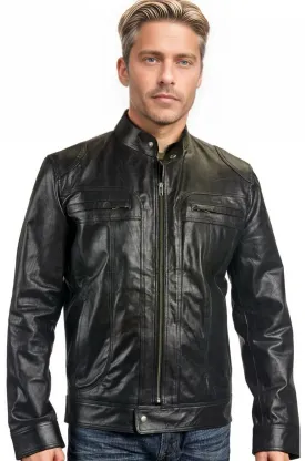 Raging Men's Cafe Racer Leather Jacket