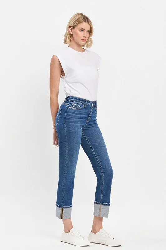 Ready High Rise Slim Straight Cuff Jeans