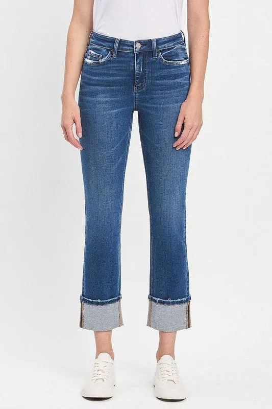 Ready High Rise Slim Straight Cuff Jeans