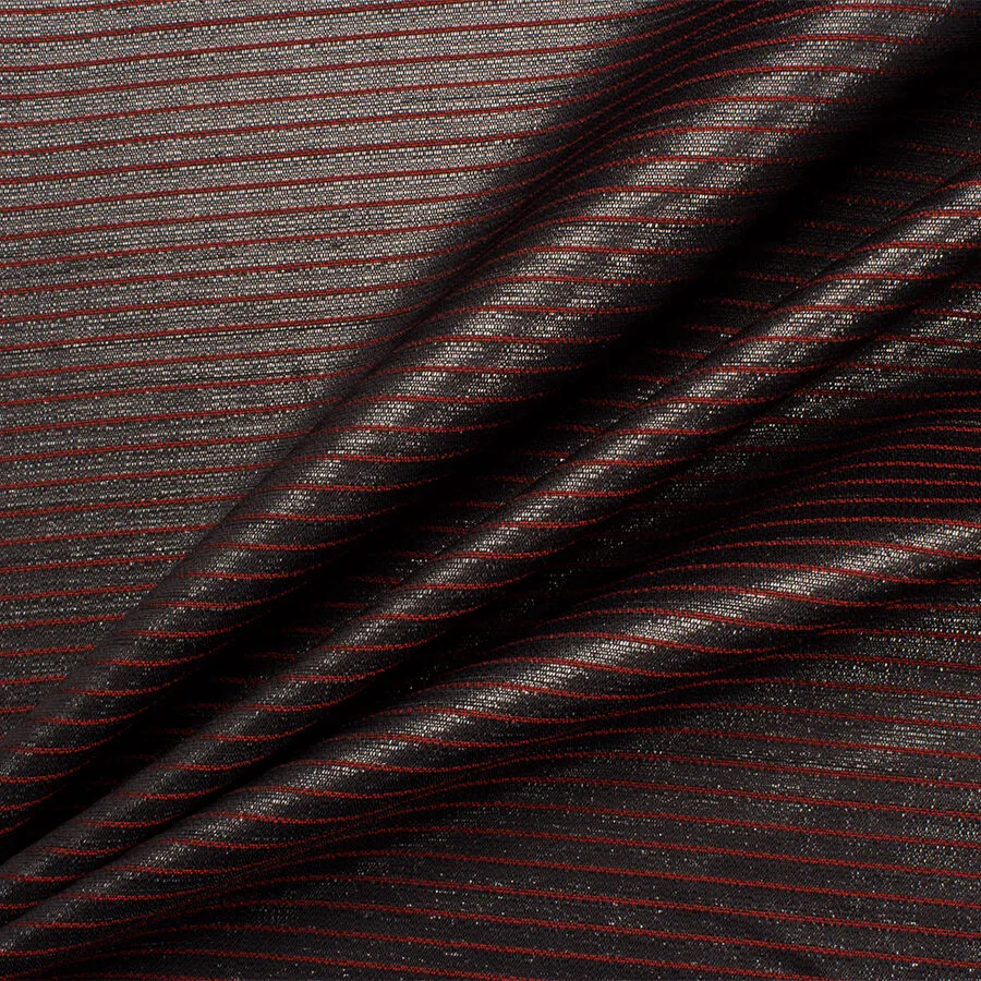 Red Striped Black Lurex Brocade