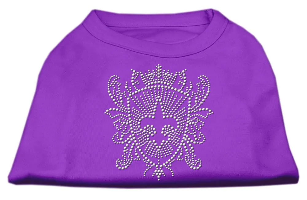 Rhinestone Fleur De Lis Shield Shirts Purple L (14)