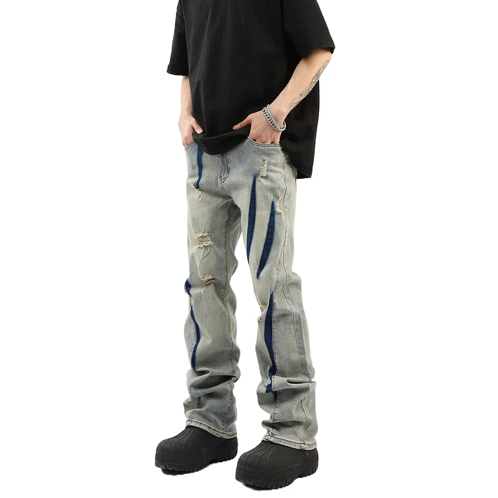 'Rhythm' Abstract Distressed Denim Jeans