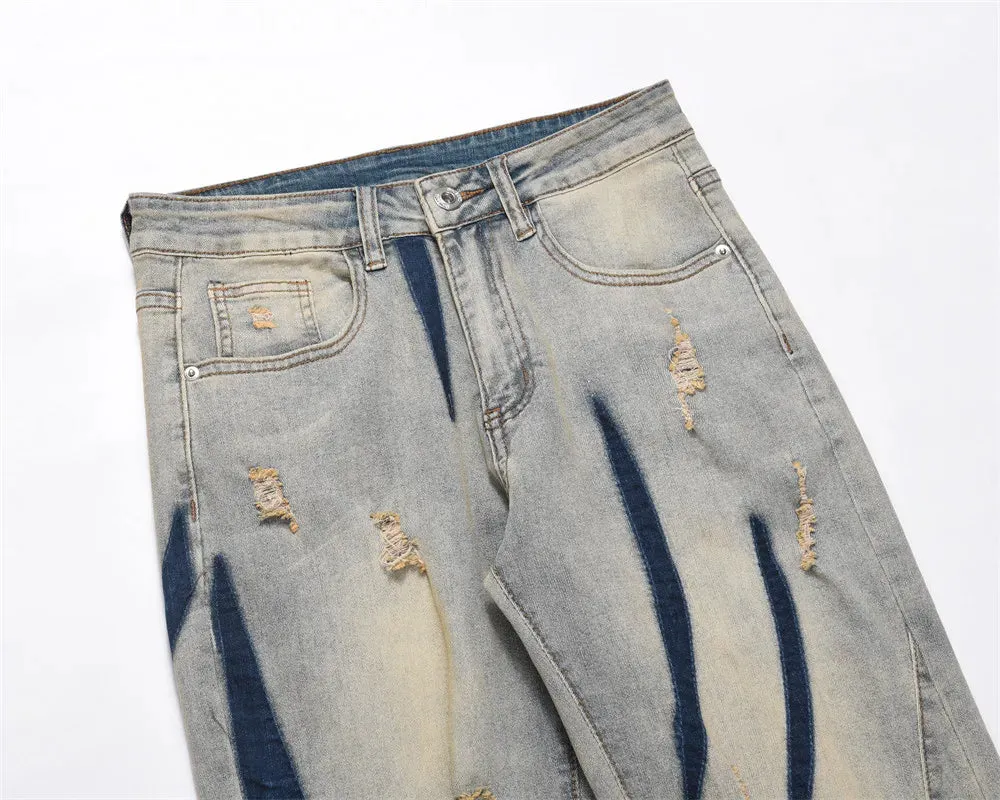 'Rhythm' Abstract Distressed Denim Jeans