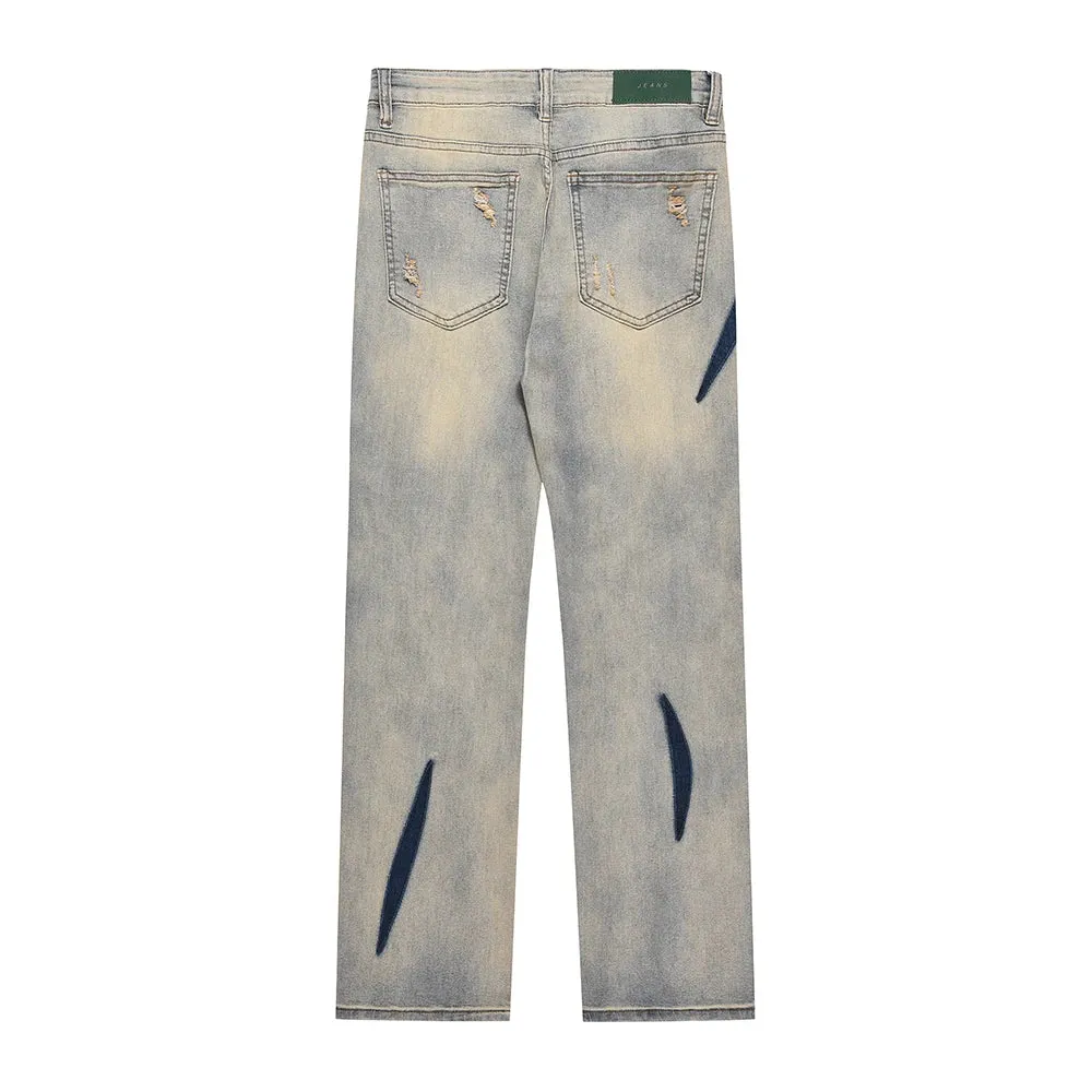 'Rhythm' Abstract Distressed Denim Jeans