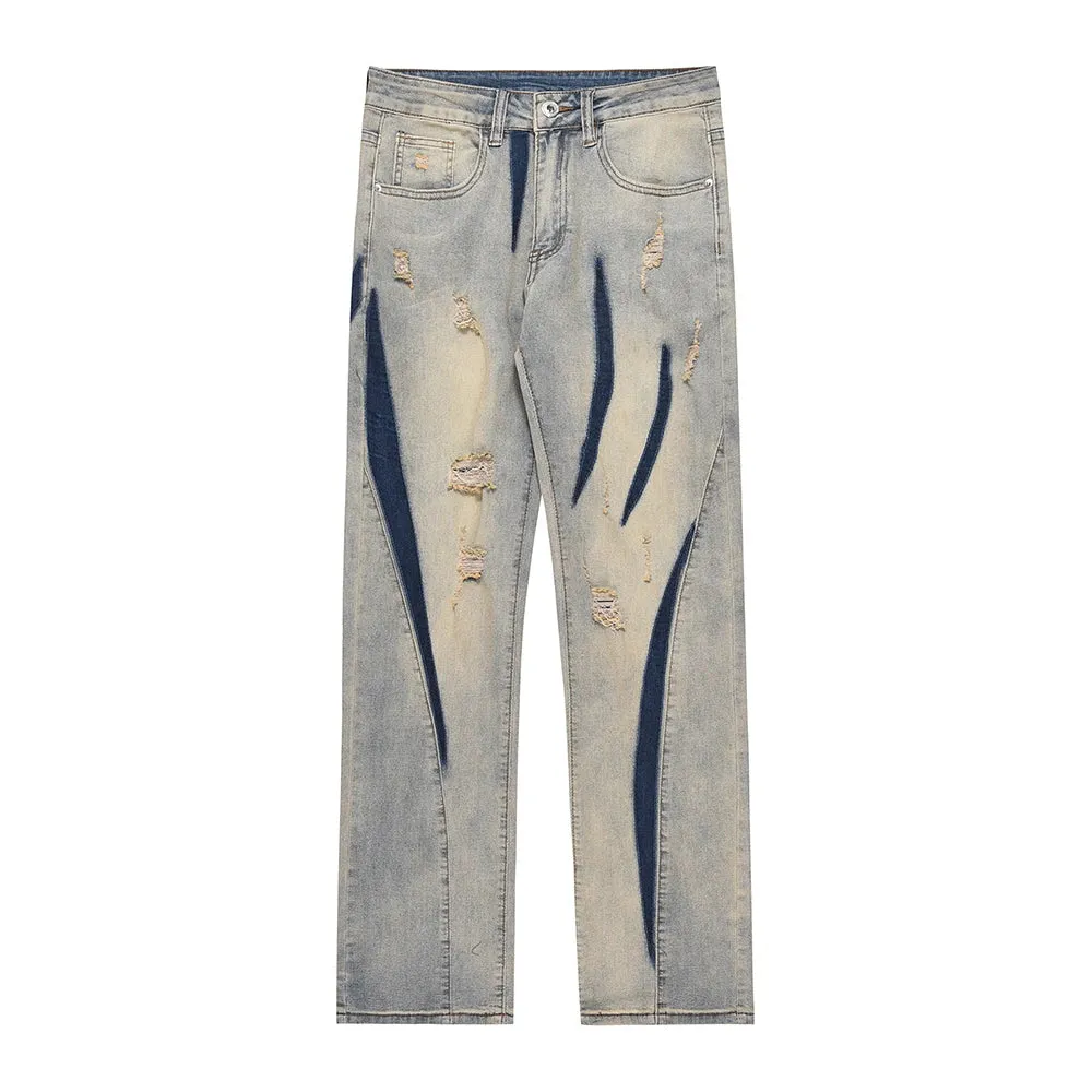 'Rhythm' Abstract Distressed Denim Jeans