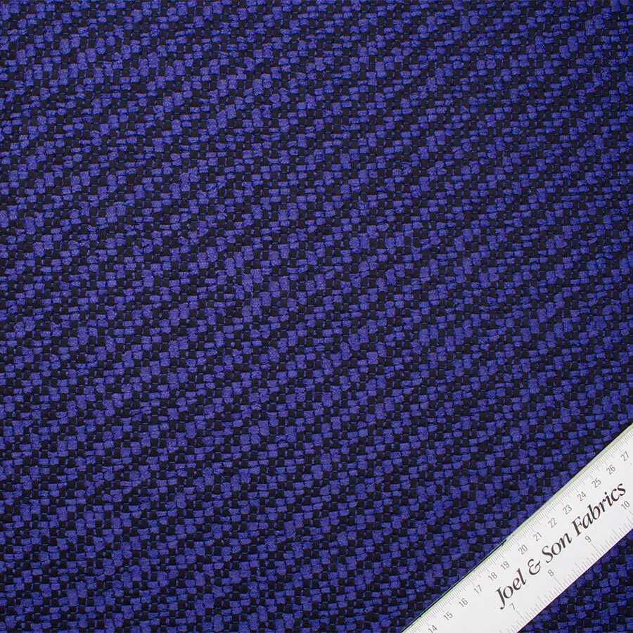 Royal Blue/Black Cotton Blend Bouclé