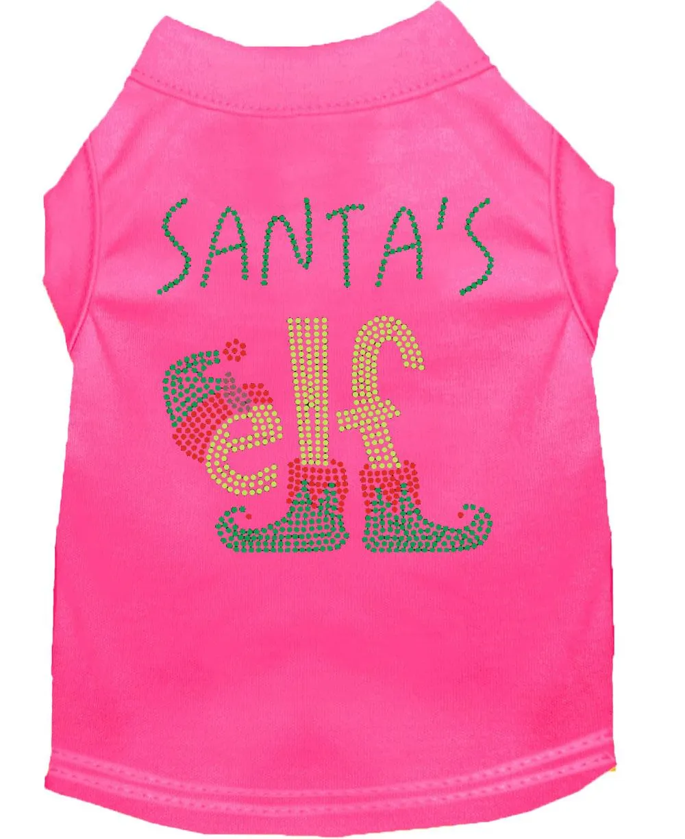 Santa's Elf Rhinestone Dog Shirt Bright Pink Xs (8)