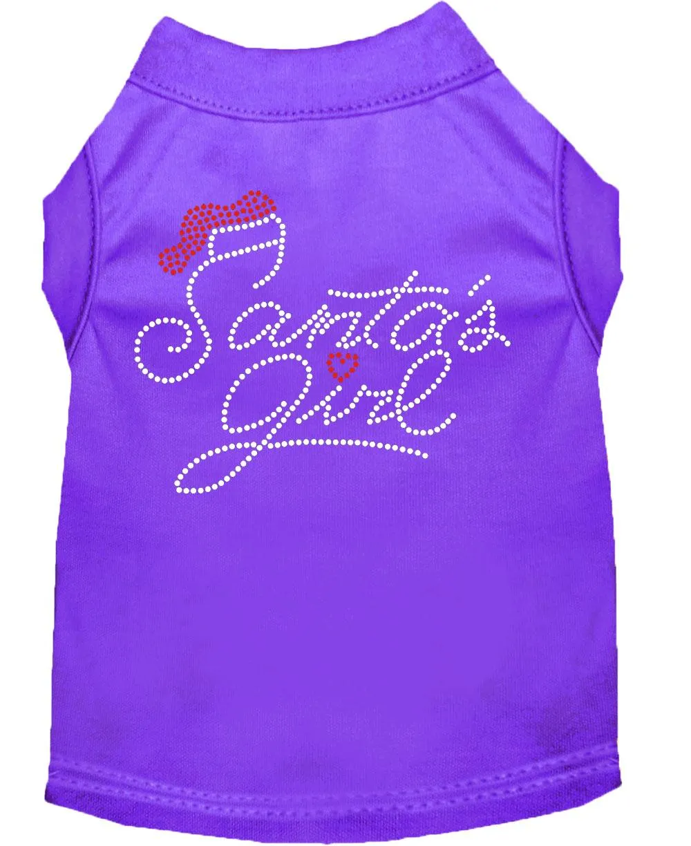 Santa's Girl Rhinestone Dog Shirt Purple Sm (10)