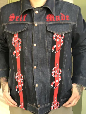 “SELF MADE” PATCHED UP DENIM JACKET