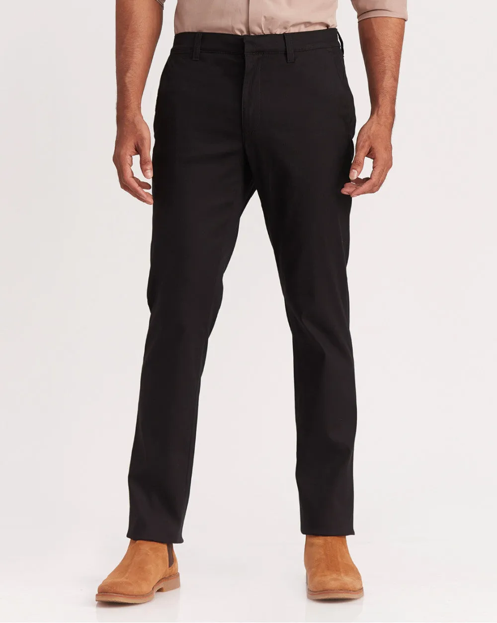 Slim Fit Elasticized Crossover Chinos - Jet Black