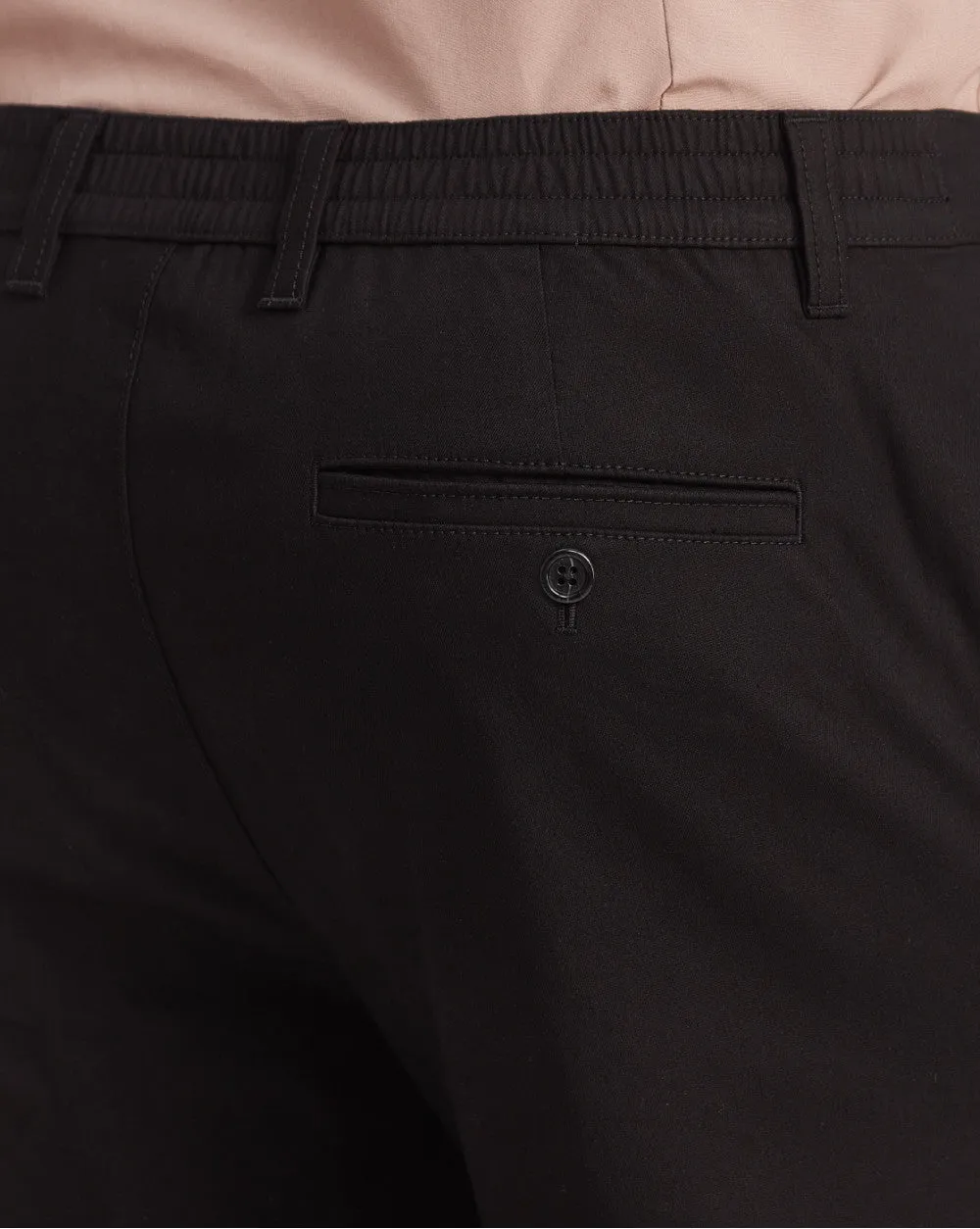 Slim Fit Elasticized Crossover Chinos - Jet Black