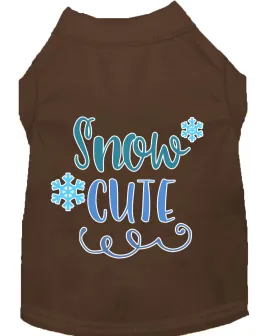 Snow Cute Screen Print Dog Shirt Brown Lg