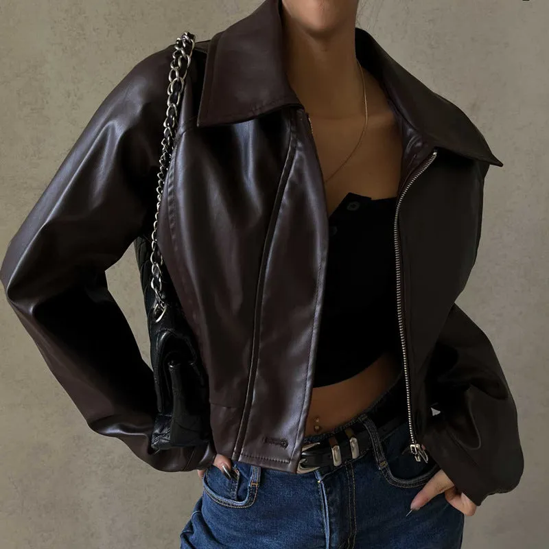 Sophiya Retro Faux Leather Jacket