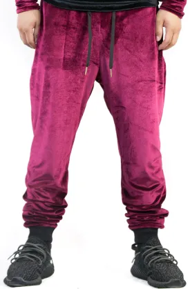 Stay Winning Embroidered Velour Maroon Joggers