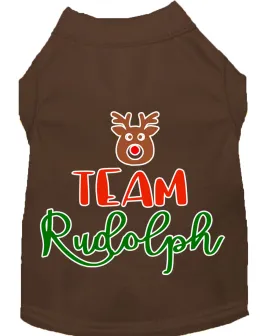 Team Rudolph Screen Print Dog Shirt Brown Lg