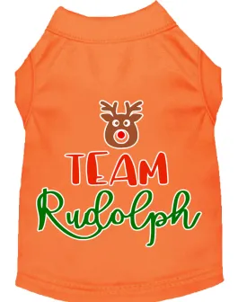 Team Rudolph Screen Print Dog Shirt Orange Sm