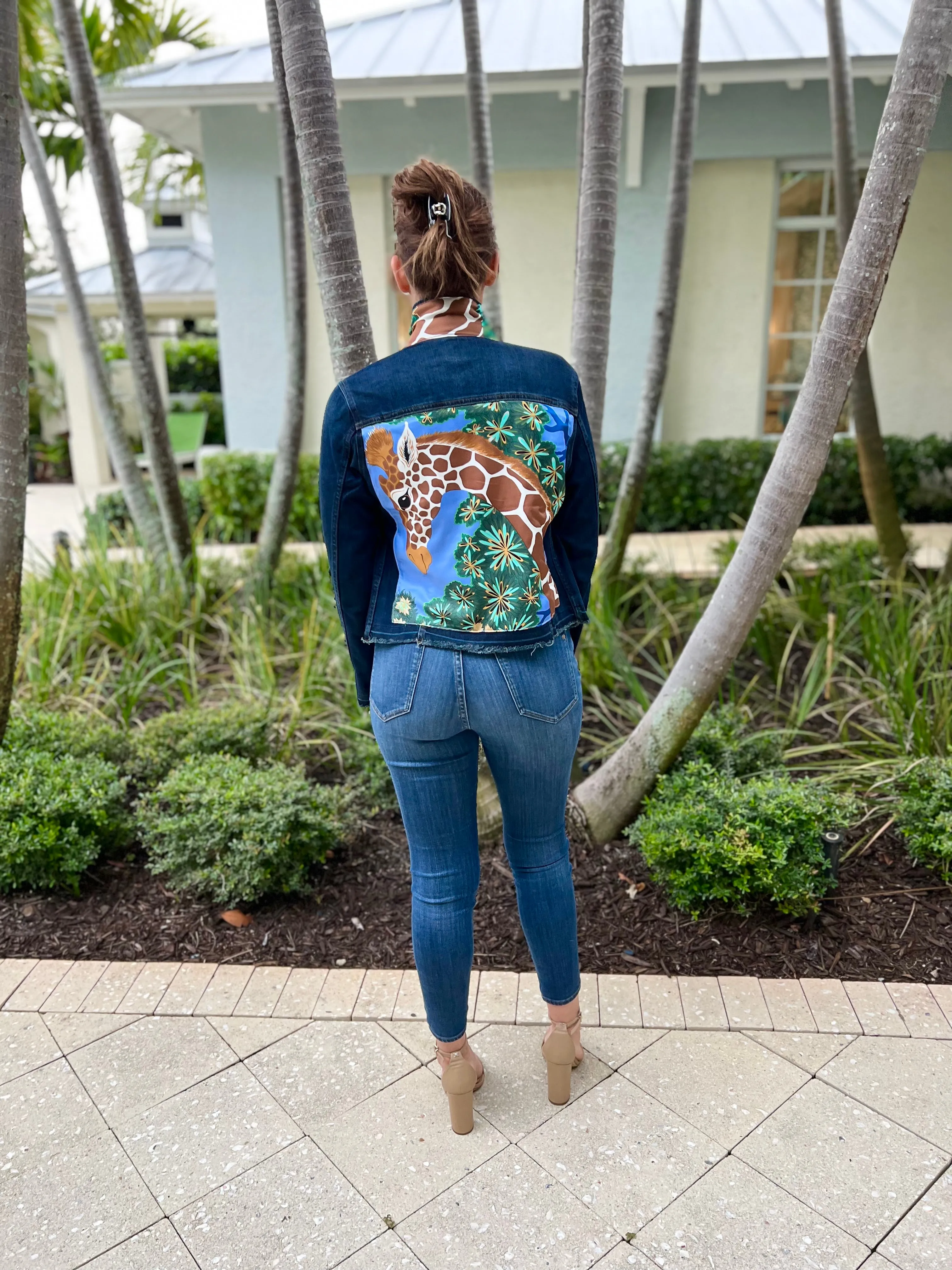 The Dark Denim Jacket / Giraffe in the Garden