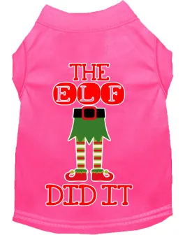 The Elf Did It Screen Print Dog Shirt Bright Pink Xxxl