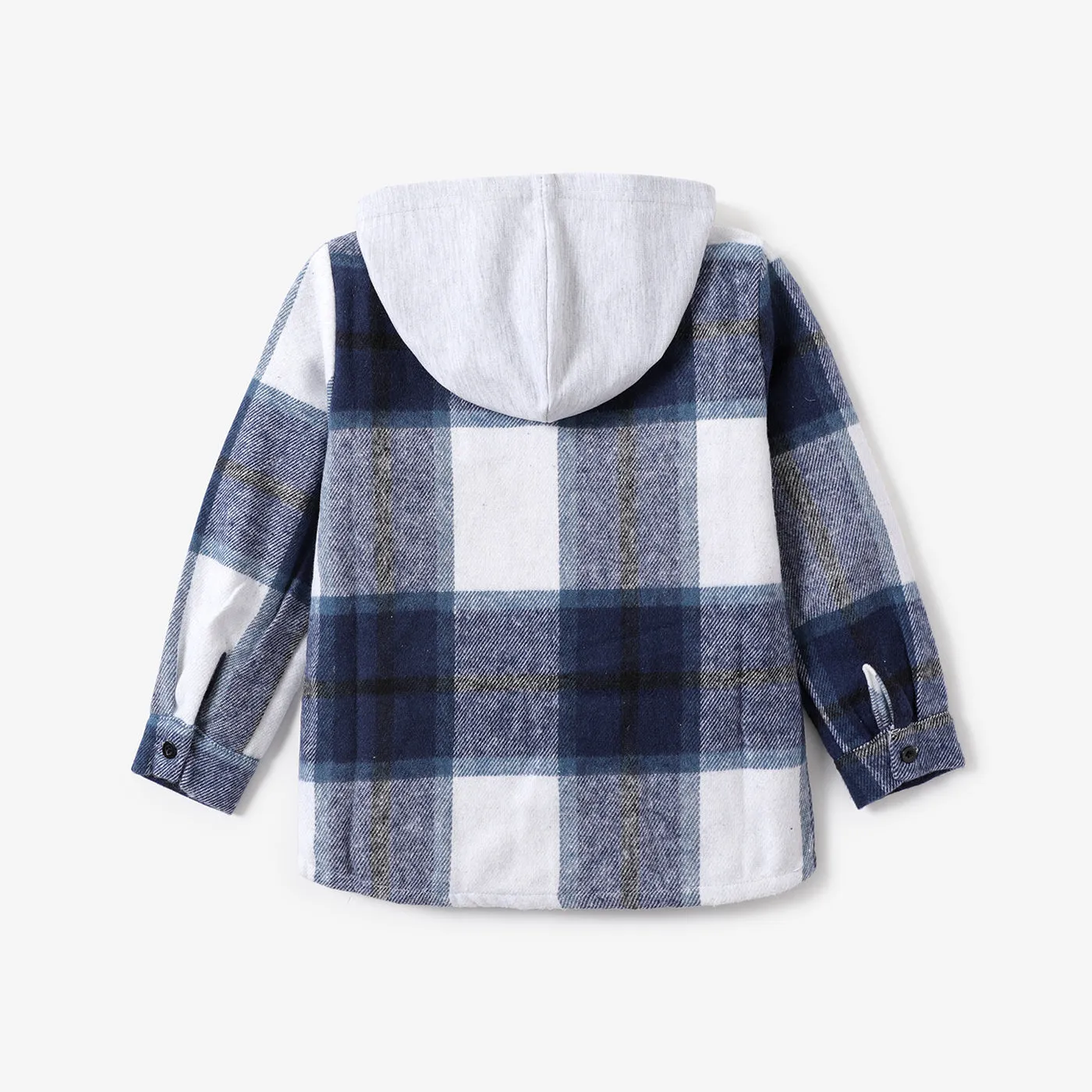 Toddler Girl/Boy 100% Cotton Button Design Plaid Hooded Jacket