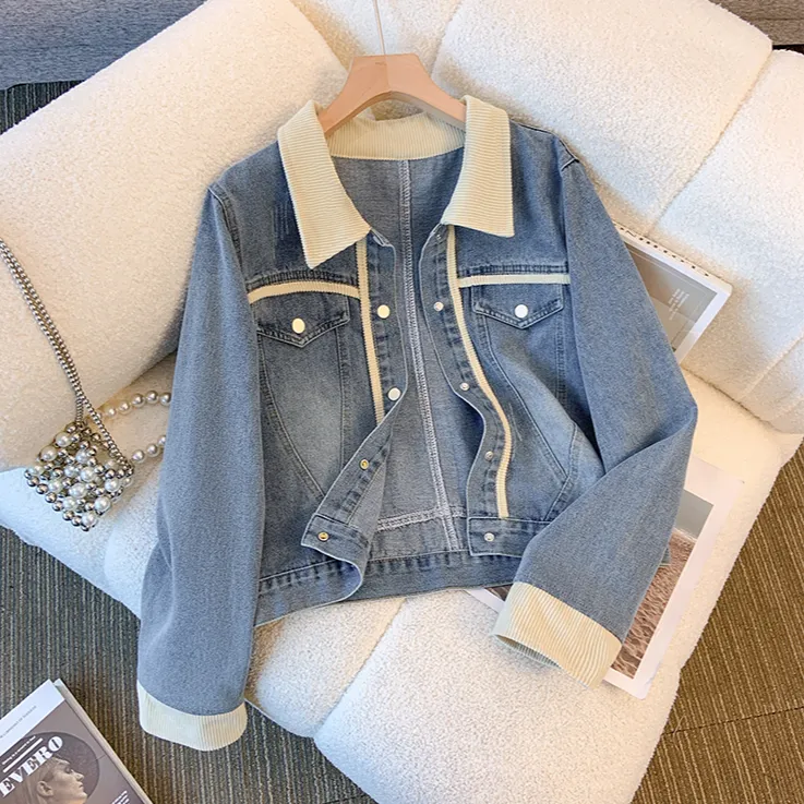 Vintage Patchwork Short Denim Jacket