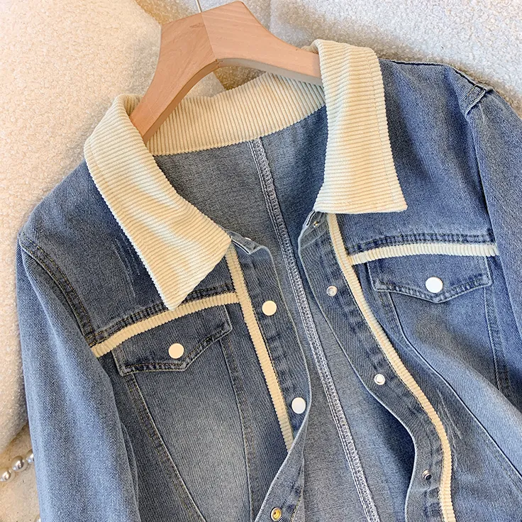 Vintage Patchwork Short Denim Jacket