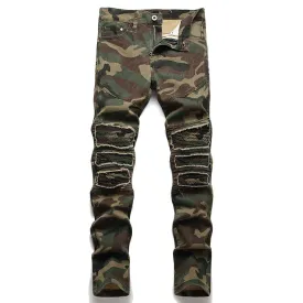 West Louis™ Camouflage Soldier Ripped Denim Pants