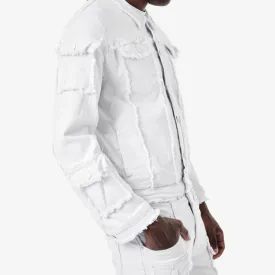 WHITE FRAYED DENIM JACKET