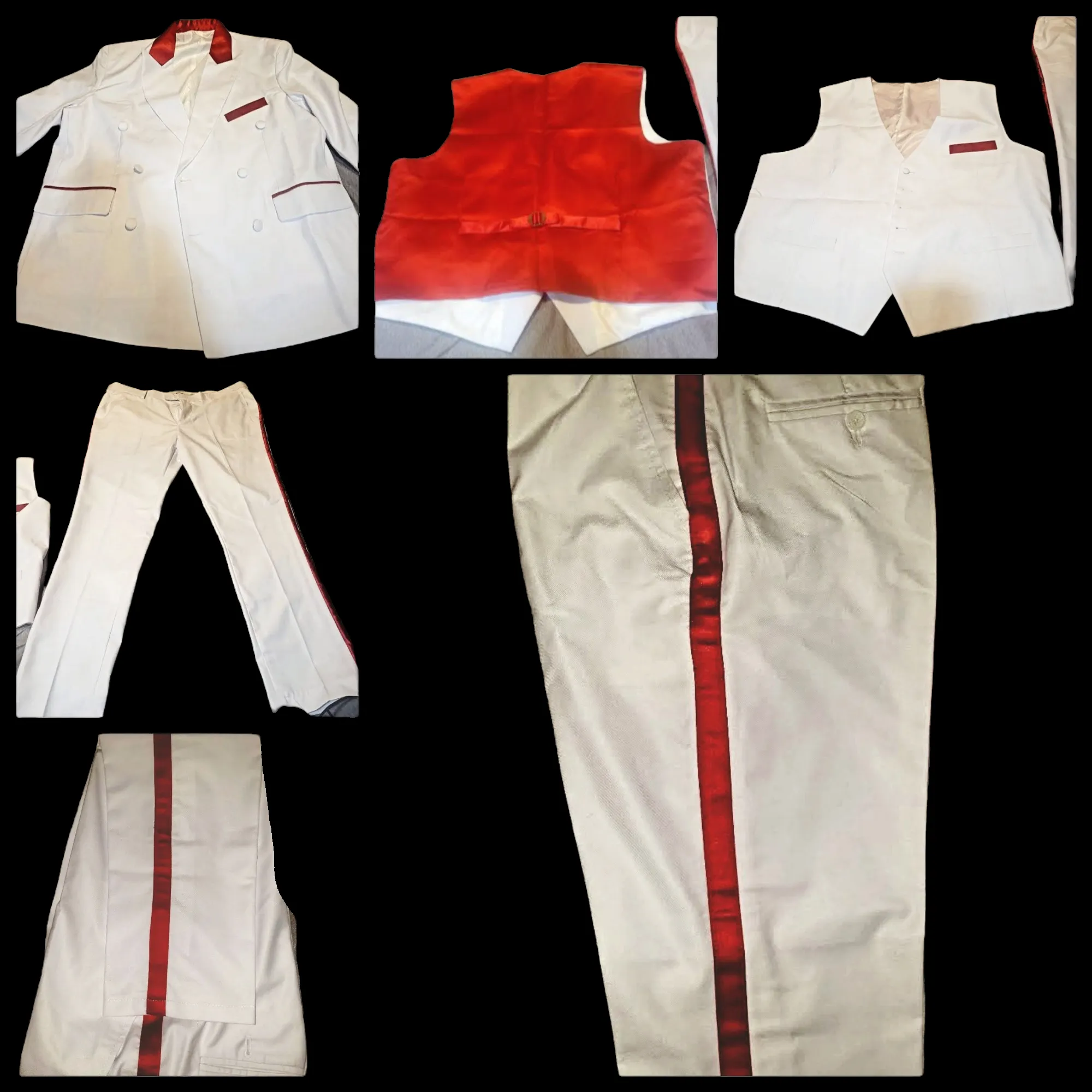 White Red Business Mens 2 Pieces Slim Fit Suit - Custom Made to Order