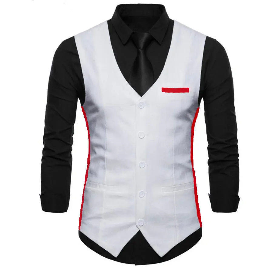 White Red Business Mens 2 Pieces Slim Fit Suit - Custom Made to Order