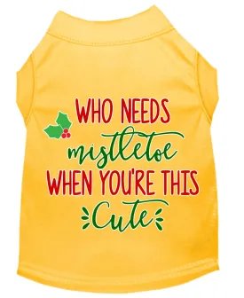 Who Needs Mistletoe Screen Print Dog Shirt Yellow Xxxl