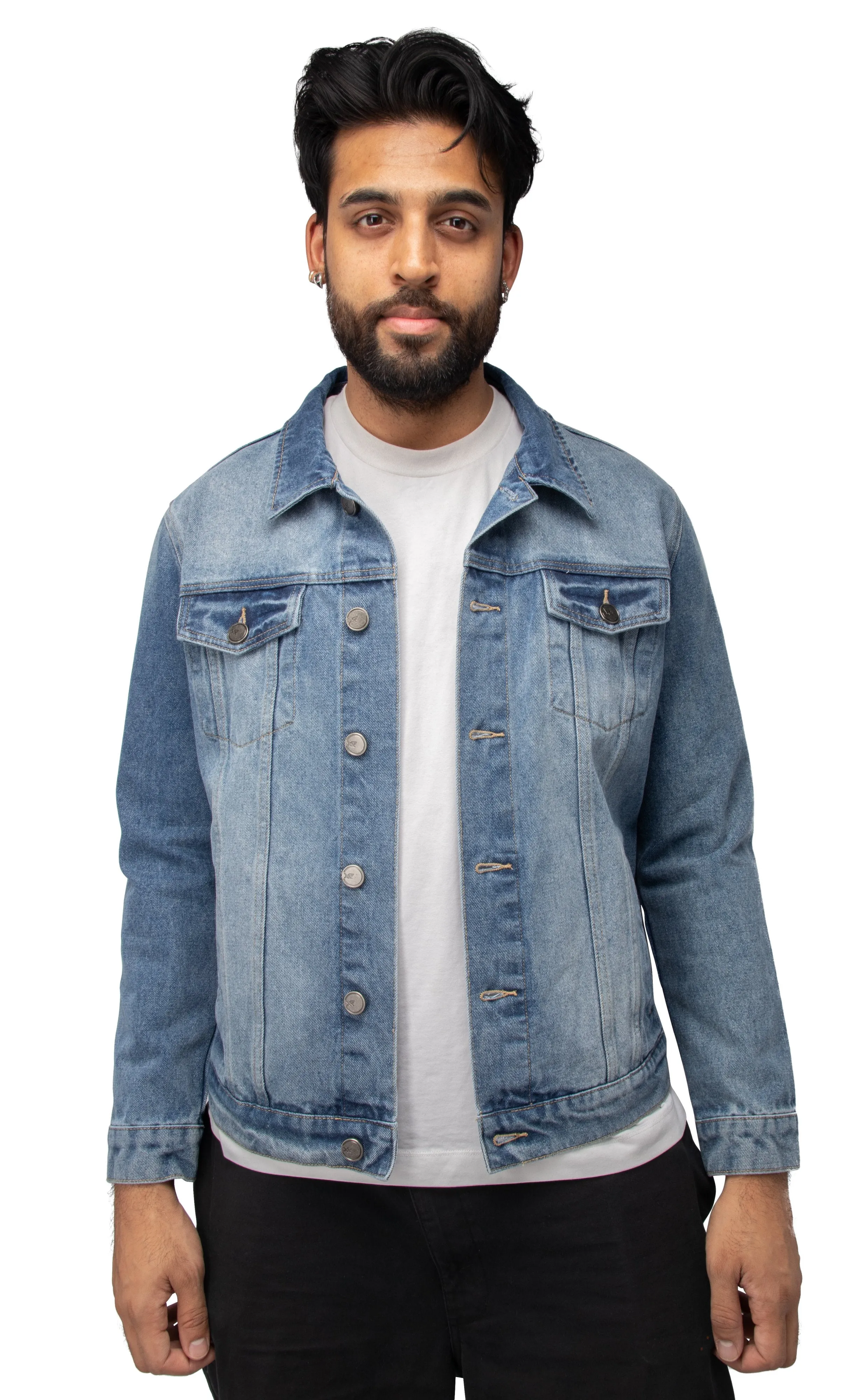 X RAY Men's Limited Edition Denim Jacket With Graphic on the back of Dollar Sign Skull