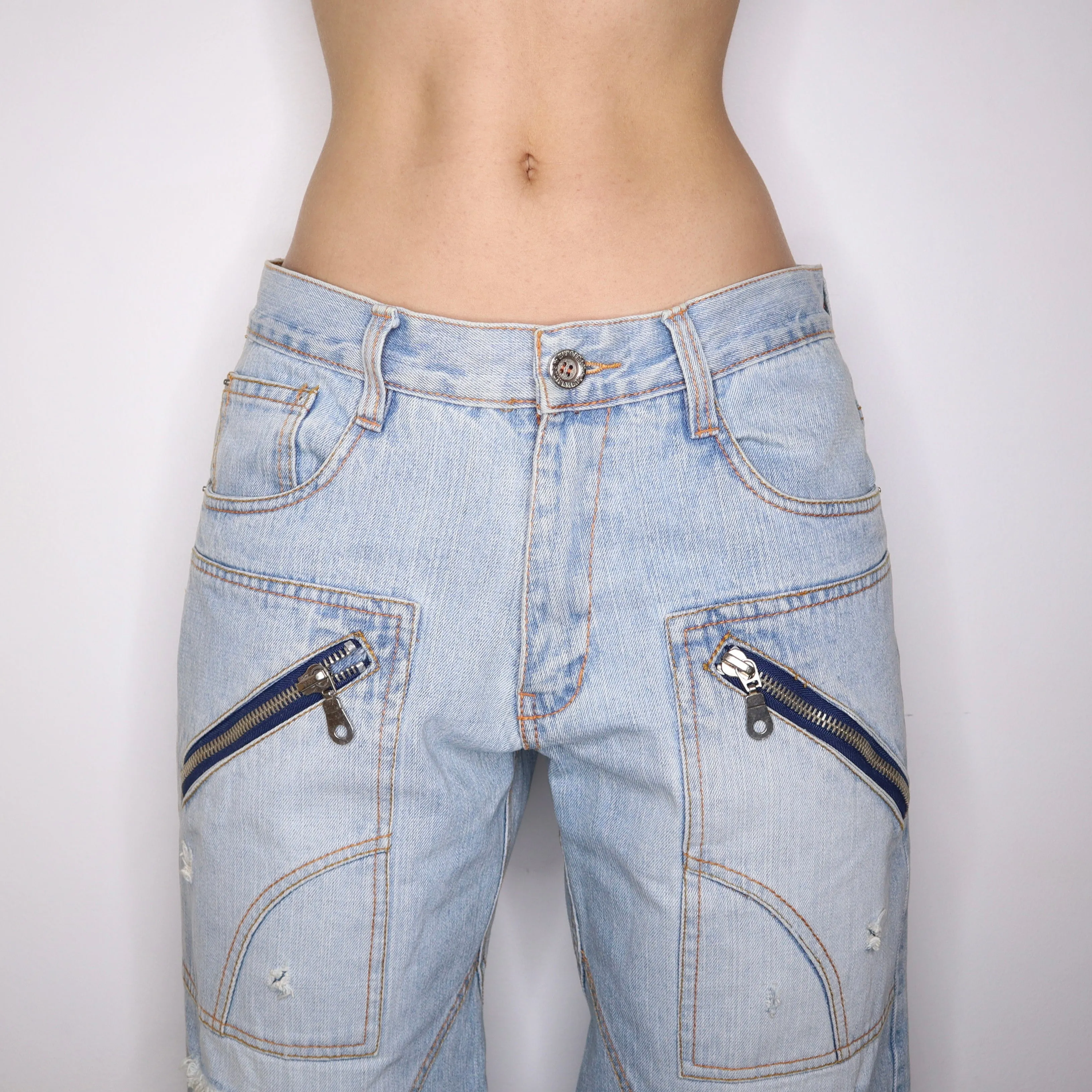 Y2K Baggy Low Waisted Wide Leg Jeans (L)