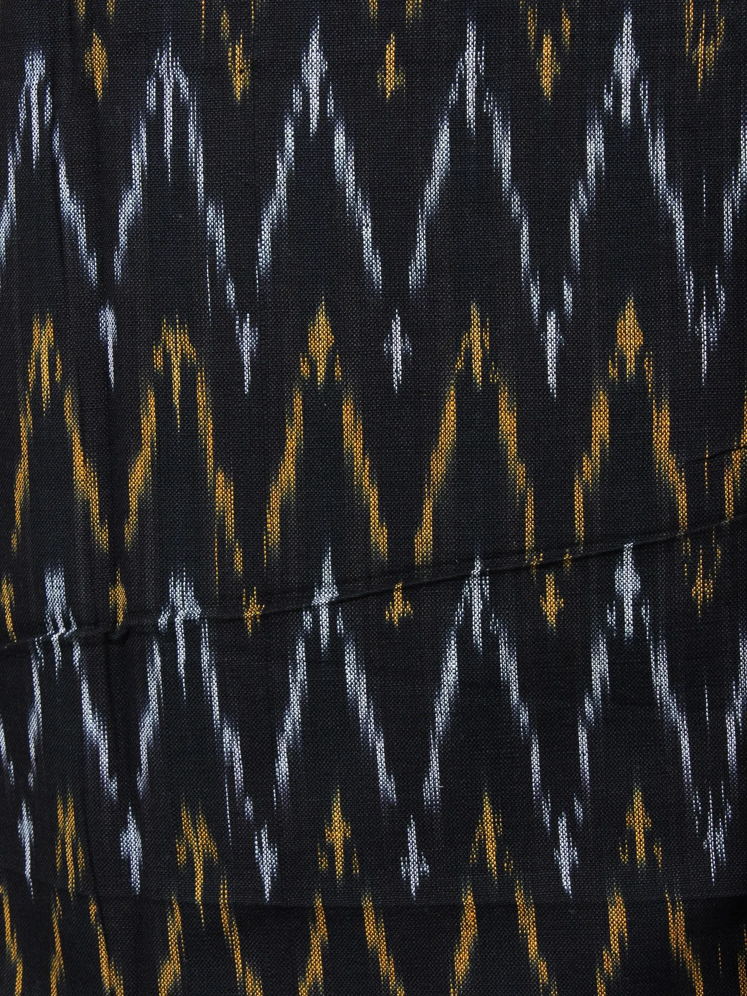 Yellow Black White Ikat Handwoven Cotton Suit Fabric Set of 3 - S1002026