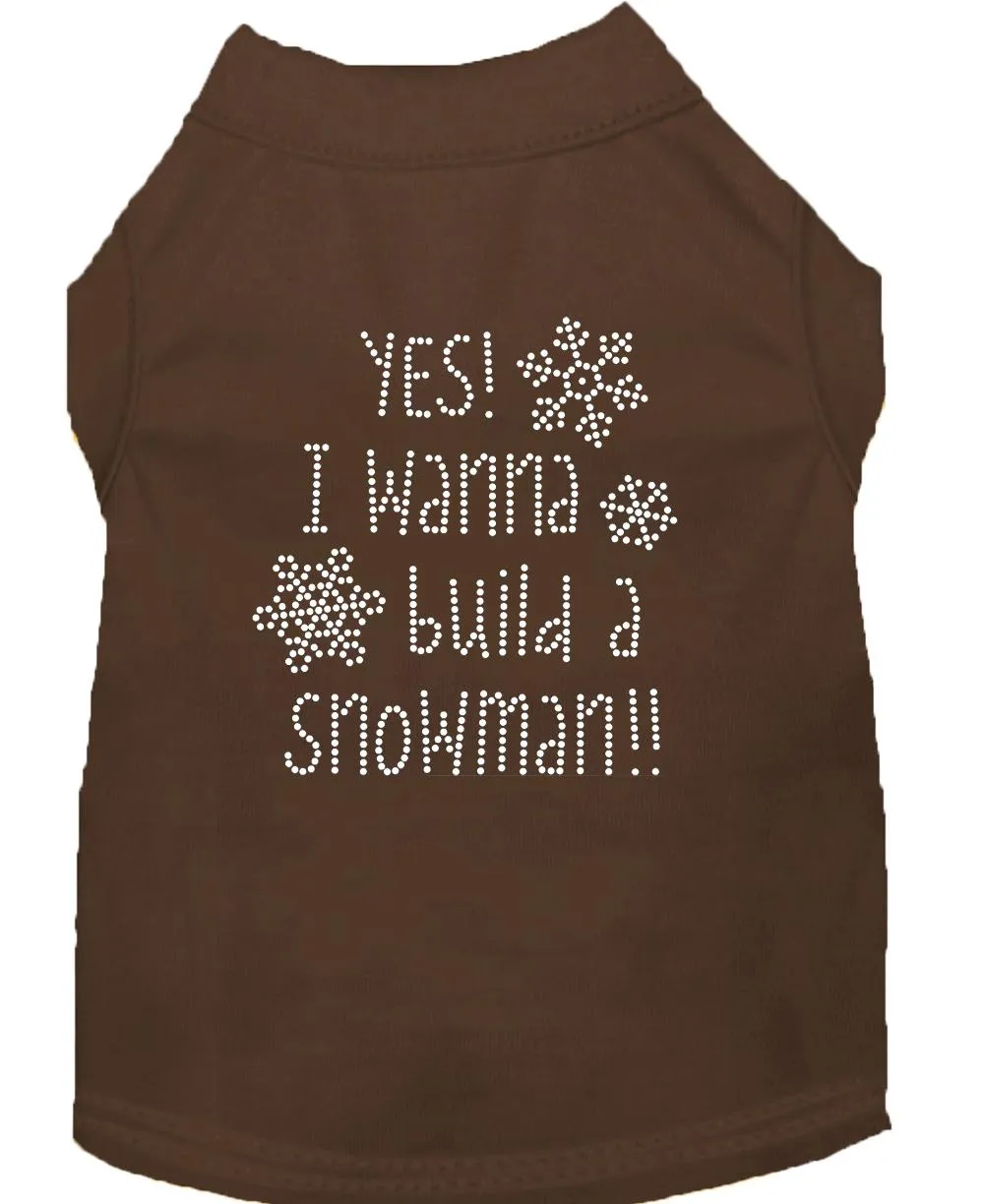 Yes! I Want To Build A Snowman Rhinestone Dog Shirt Brown Xs (8)